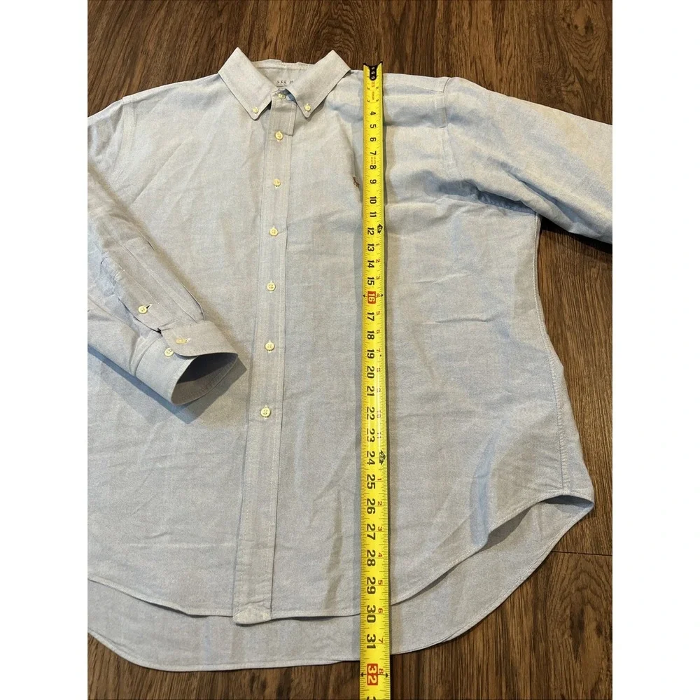 Polo Ralph Lauren Shirt Mens M Classic Blue Oxford OCBD Flesh Pony Short Sleeve